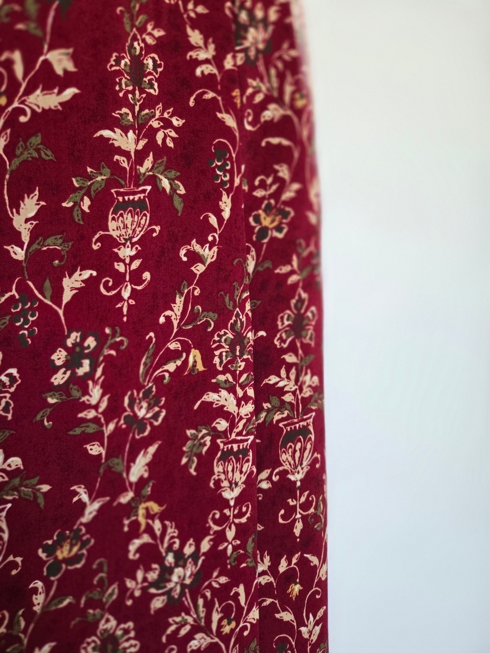 CHARTER CLUB WRAP MAXI SKIRT WOMEN BURGUNDY FLORAL PRINT 90's Y2K SZ 14 - Picture 4 of 9